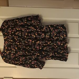 Smocked Top Black Floral